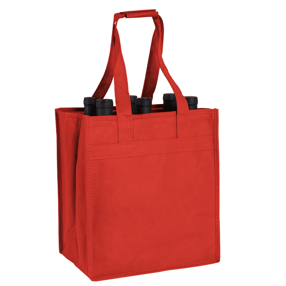 BAG-CLOTH-RED 6 BOTTLE CLOTH BAGS